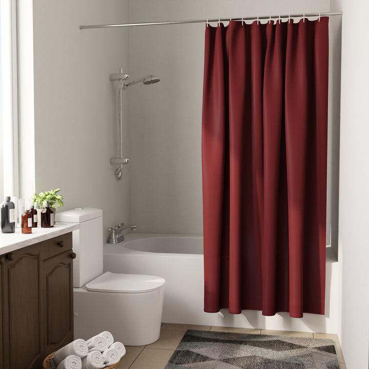 Polyester Maroon Shower Curtain (Pack of 1)