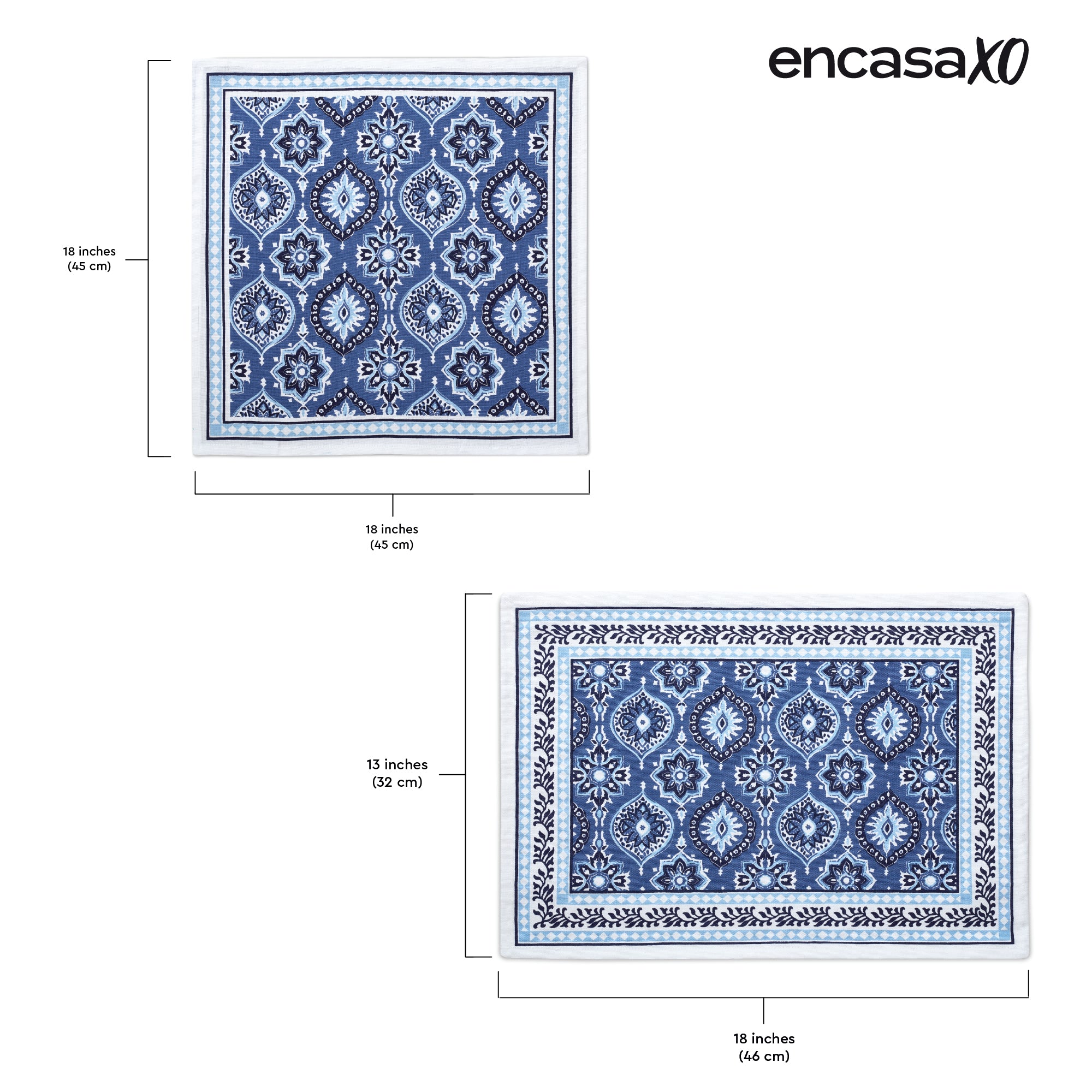 Cotton Canvas Indigo-03 Placemat + Table Napkins