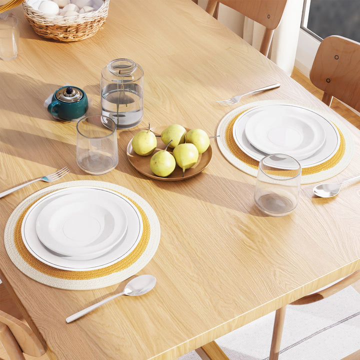 Cotton Yellow & Off White Placemat (Pack of 2)
