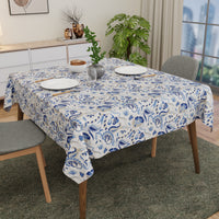 Polyester Chintz Blue Table Cloth (Pack of 1)