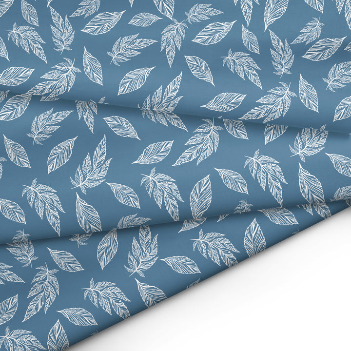 20s Sheeting Blue Big Leaves Fabric (1 Meter)