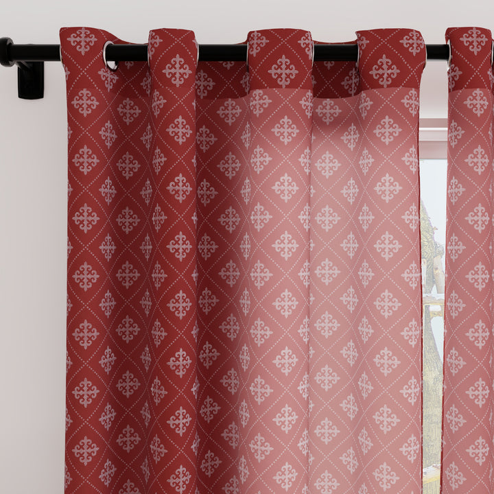 Micro Moroccan Maroon Curtain (Pack of 2)