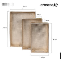 Leather Light Gold Leather Serving Tray Combo