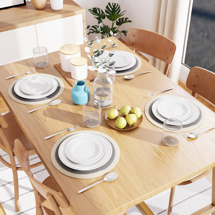 Cotton Light Grey & Off White Placemat (Pack of 4)