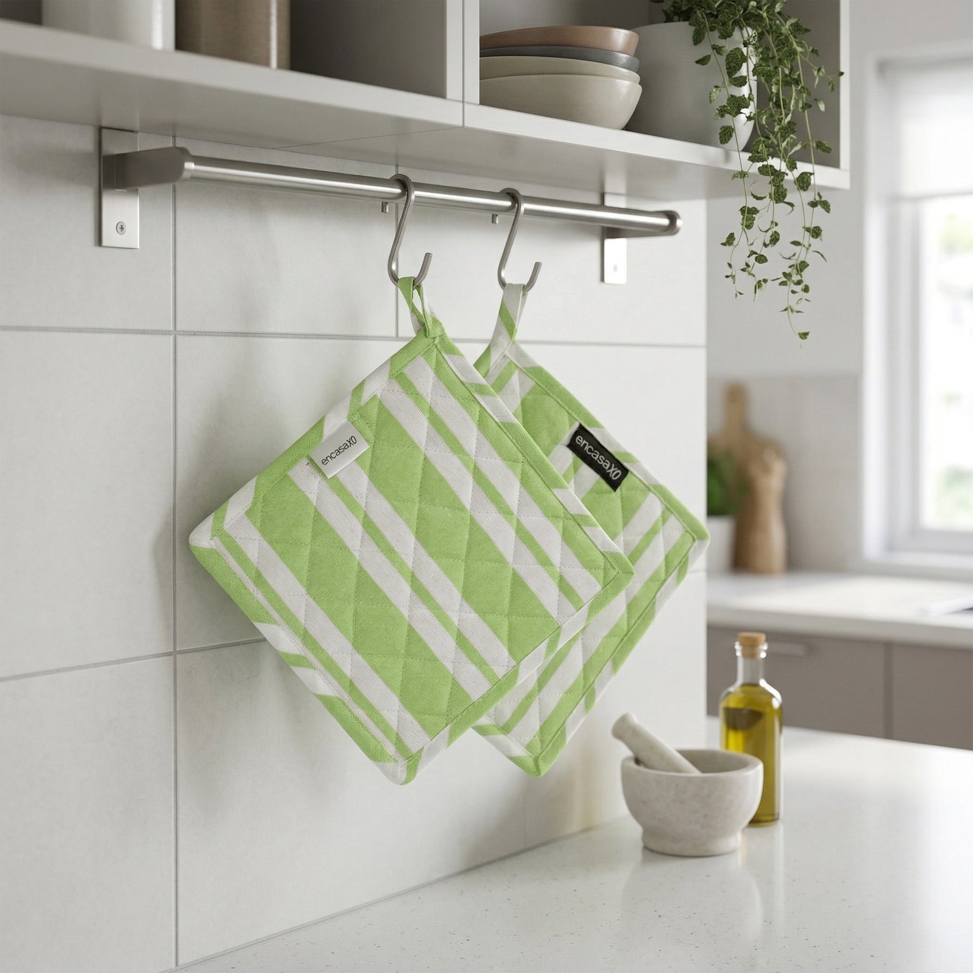 RC Yarn-Dyed Franca Lime Stripes Potholder (Pack of 2)