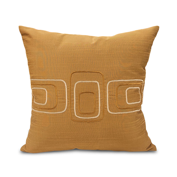 Dupion Silk Chain Gold Cushion Cover (Pack of 2)