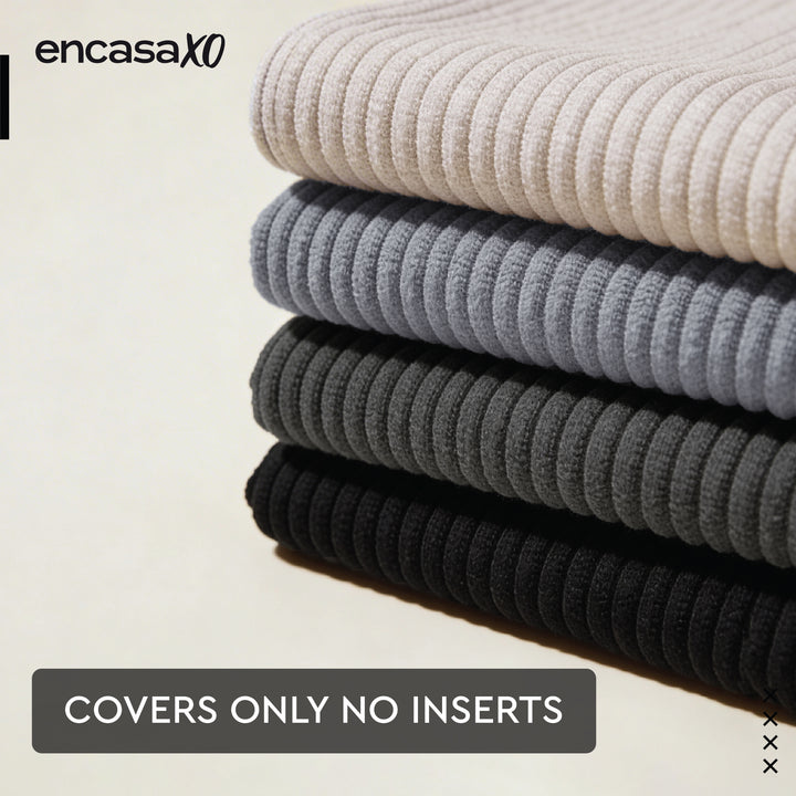 Corduroy Grey Combo Cushion Cover (Pack of 4)