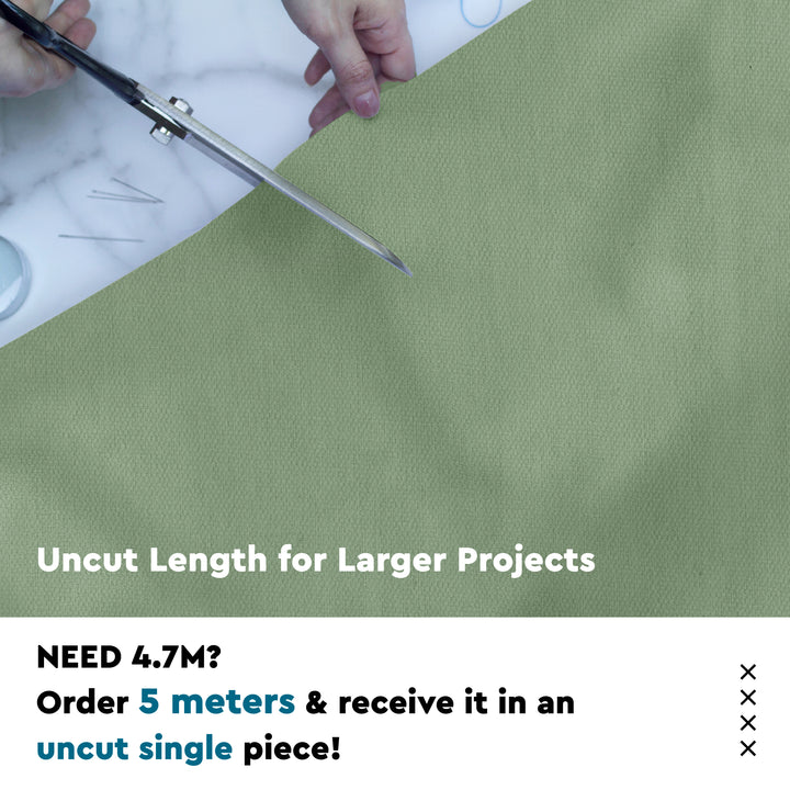 Mercerised Cotton Canvas Fabric, 100x150 cm Wide | Sold by the Metre, Cut to Length | Fabric For Cushions, Sofa Covers, Light Upholstery, Embroidery, Dress Material