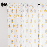 Polyester Diamond Yellow Curtain (Pack of 2)