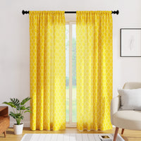 Polyester Trellis Yellow Curtain (Pack of 2)