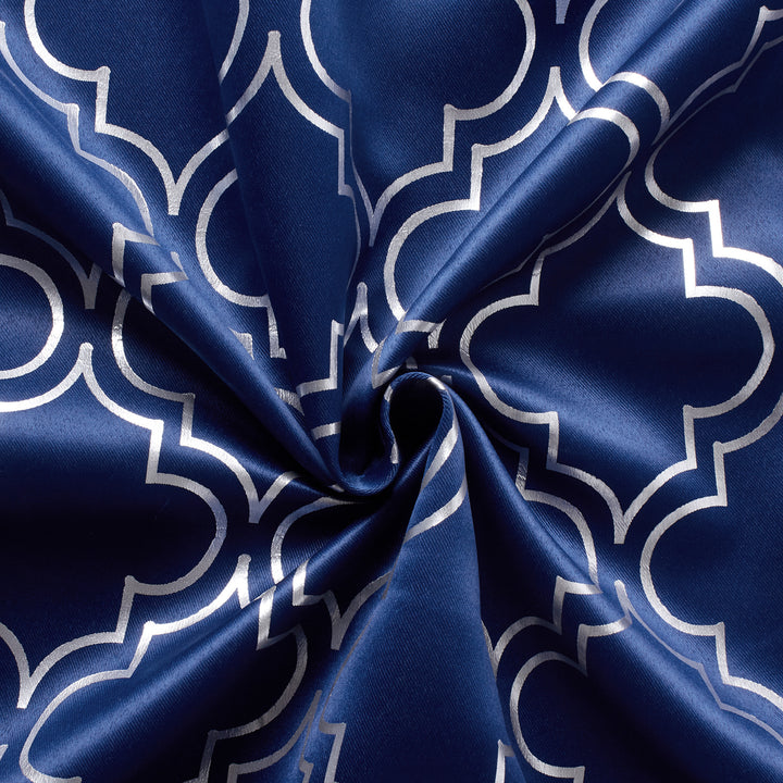 Blackout Polyester Trellis Navy Curtain (Pack of 2)