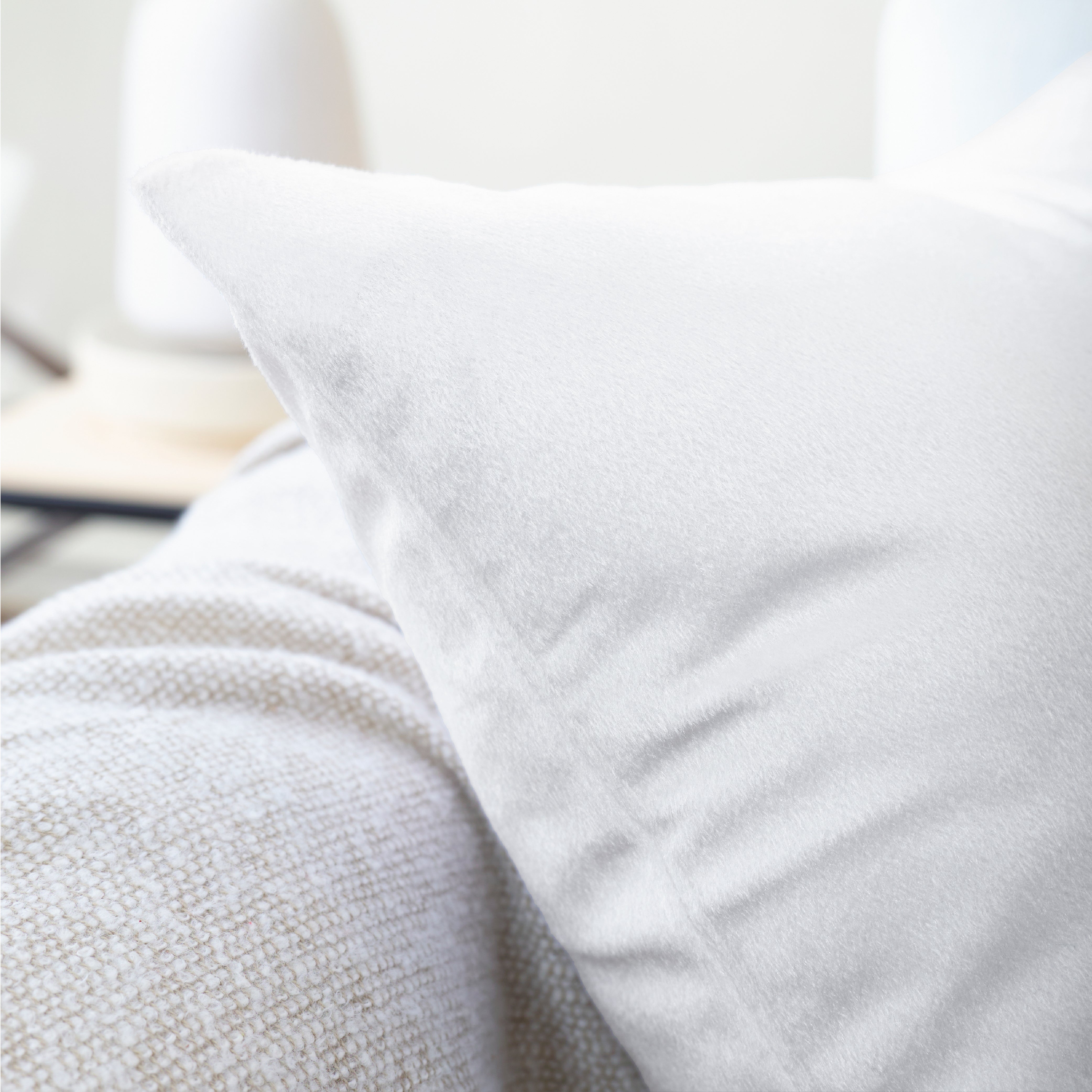 Velvet White Cushion Cover (Pack of 2)
