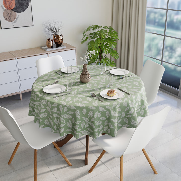 Cotton Big Leaves Green Table Cloth (Pack of 1)