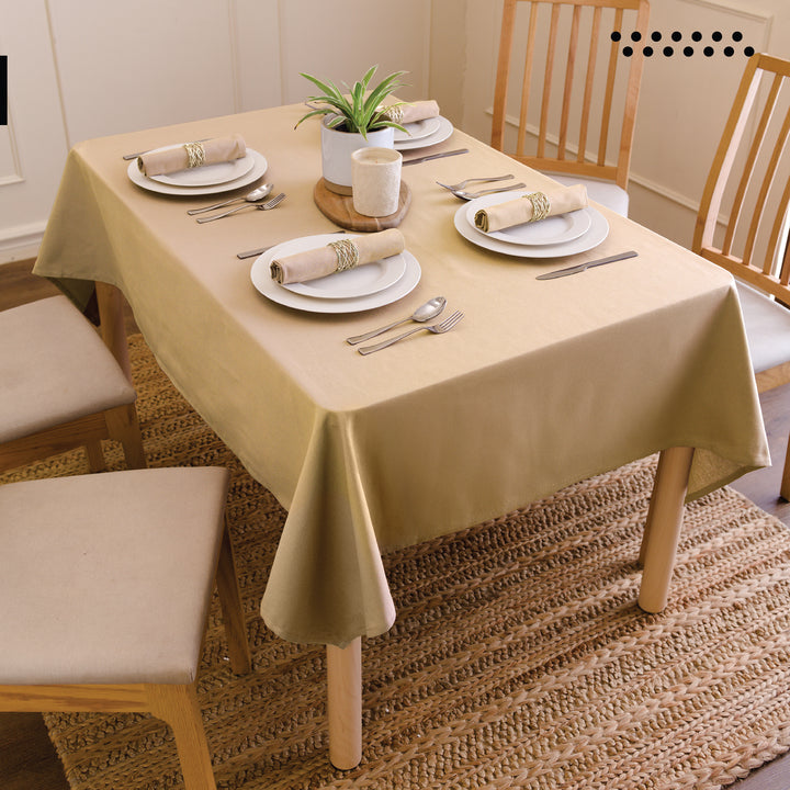 Cotton Light Beige Table Cloth (Pack of 1)