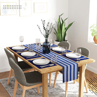 Cotton Franca Blue Table Runner+Placemat (Pack of 7)