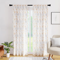 Polyester Branches Orange Curtain (Pack of 2)