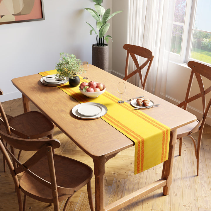 Ribbed Cotton Ladder Lemon Table Runner (Pack of 1)