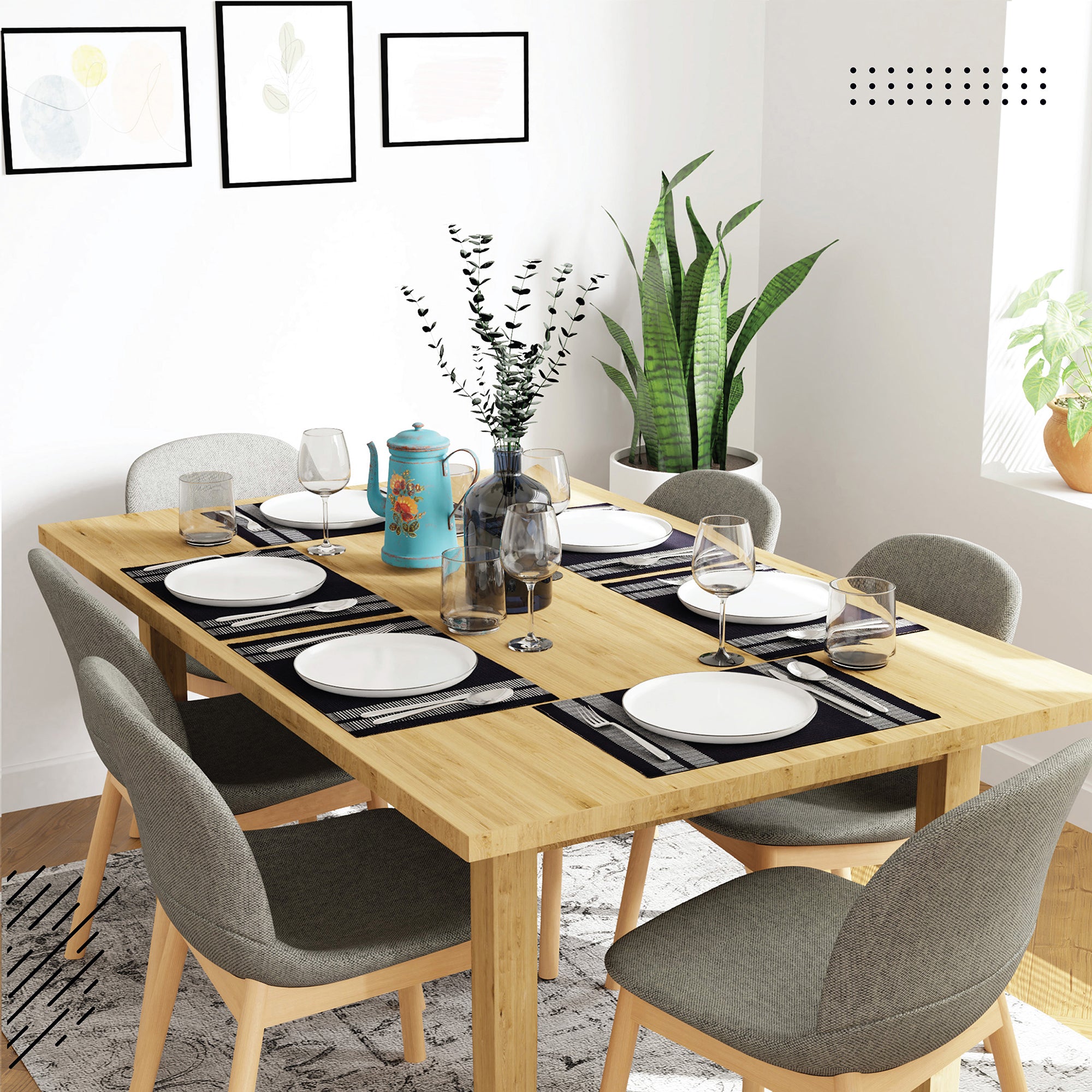 Cotton Ladder Black Placemat (Pack of 6)