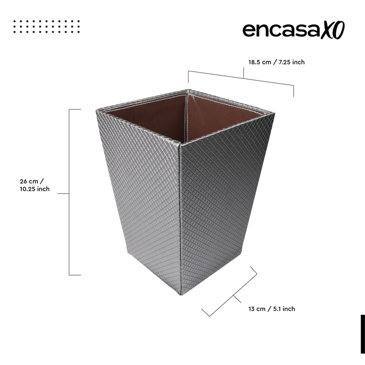 PU-Leather Grey Leather Dustbin