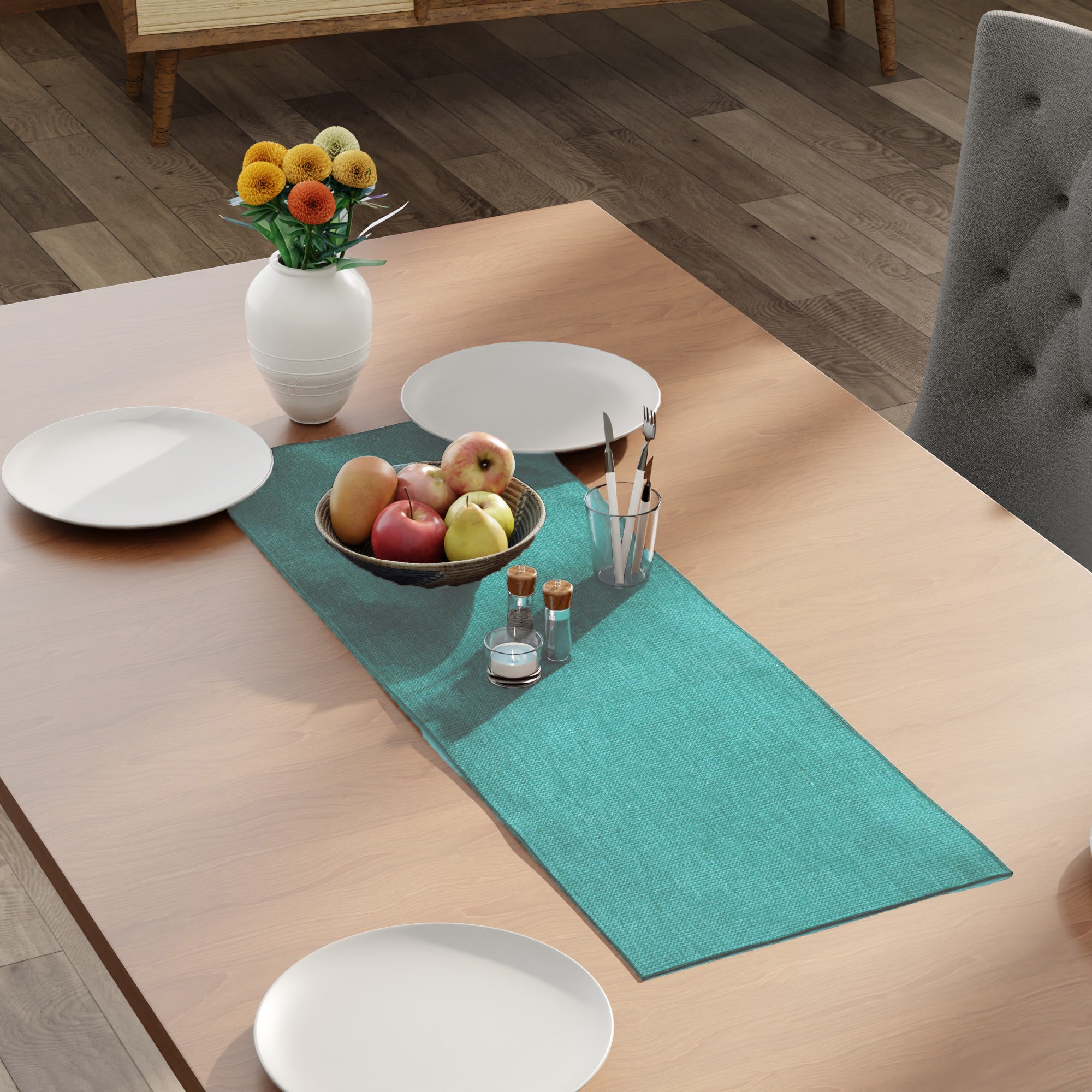 Chenille Turq Table Runner