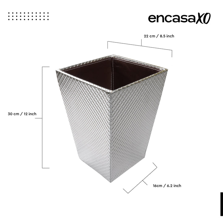 PU-Leather Silver Leather Dustbin