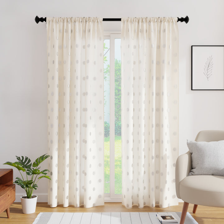 Polyester Dollar Cream Curtain (Pack of 2)