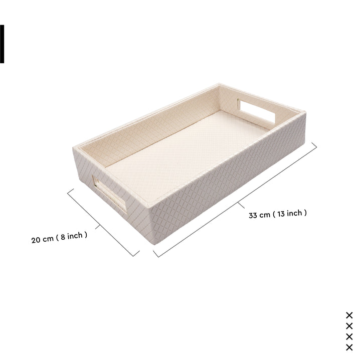 Leather Cream Leather Serving Tray