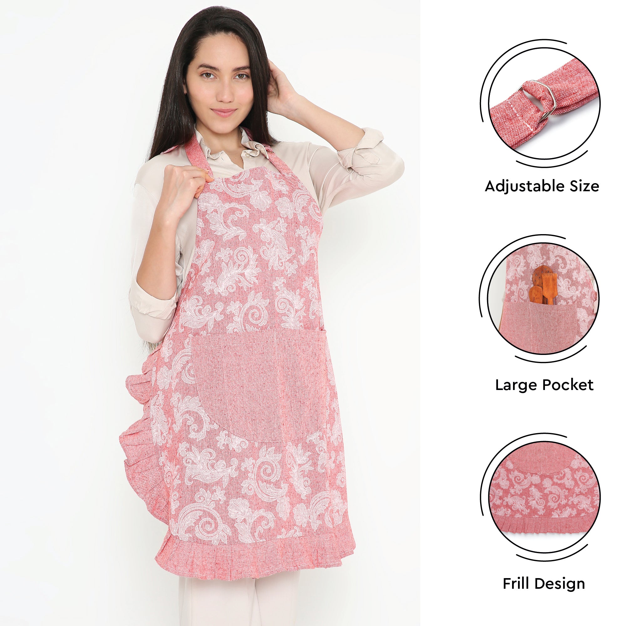 Cotton Red Apron (Pack of 1)