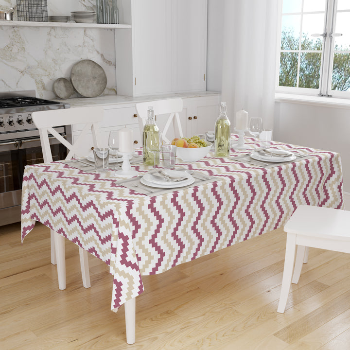 Polyester Chevron Brown Table Cloth (Pack of 1)