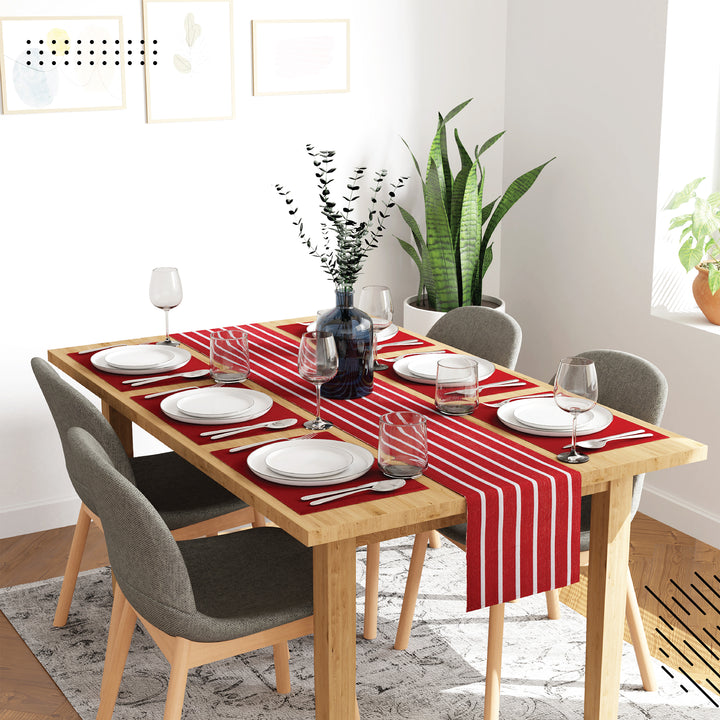 Cotton Roma Red Table Runner+Placemat (Pack of 7)