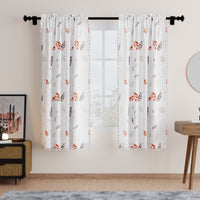 Polyester Boho Leaves Curtain (Pack of 2)