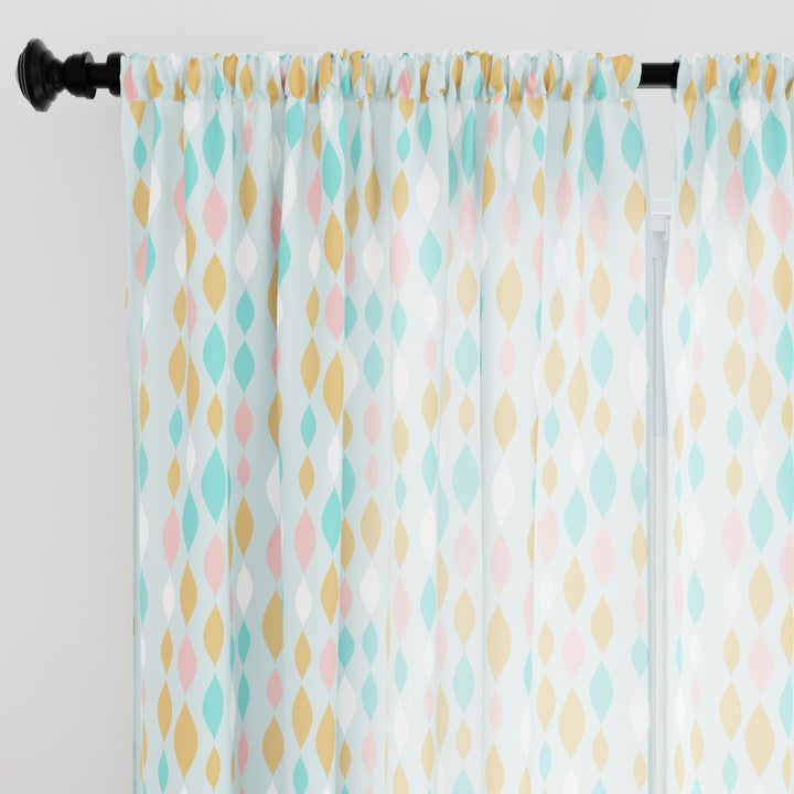 Polyester Teardrops Turq Curtain (Pack of 2)