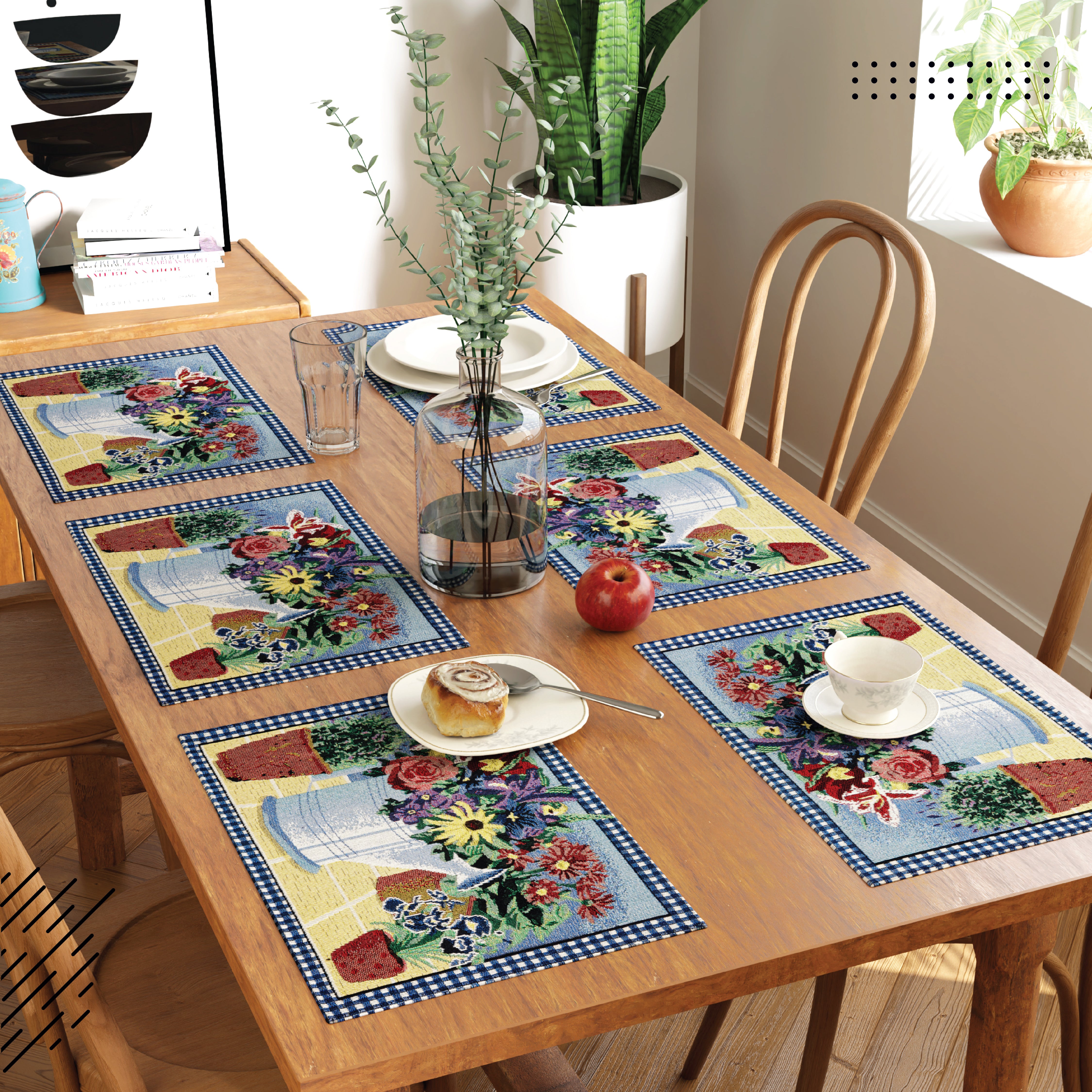 Cotton Flowerpot Placemat (Pack of 6)