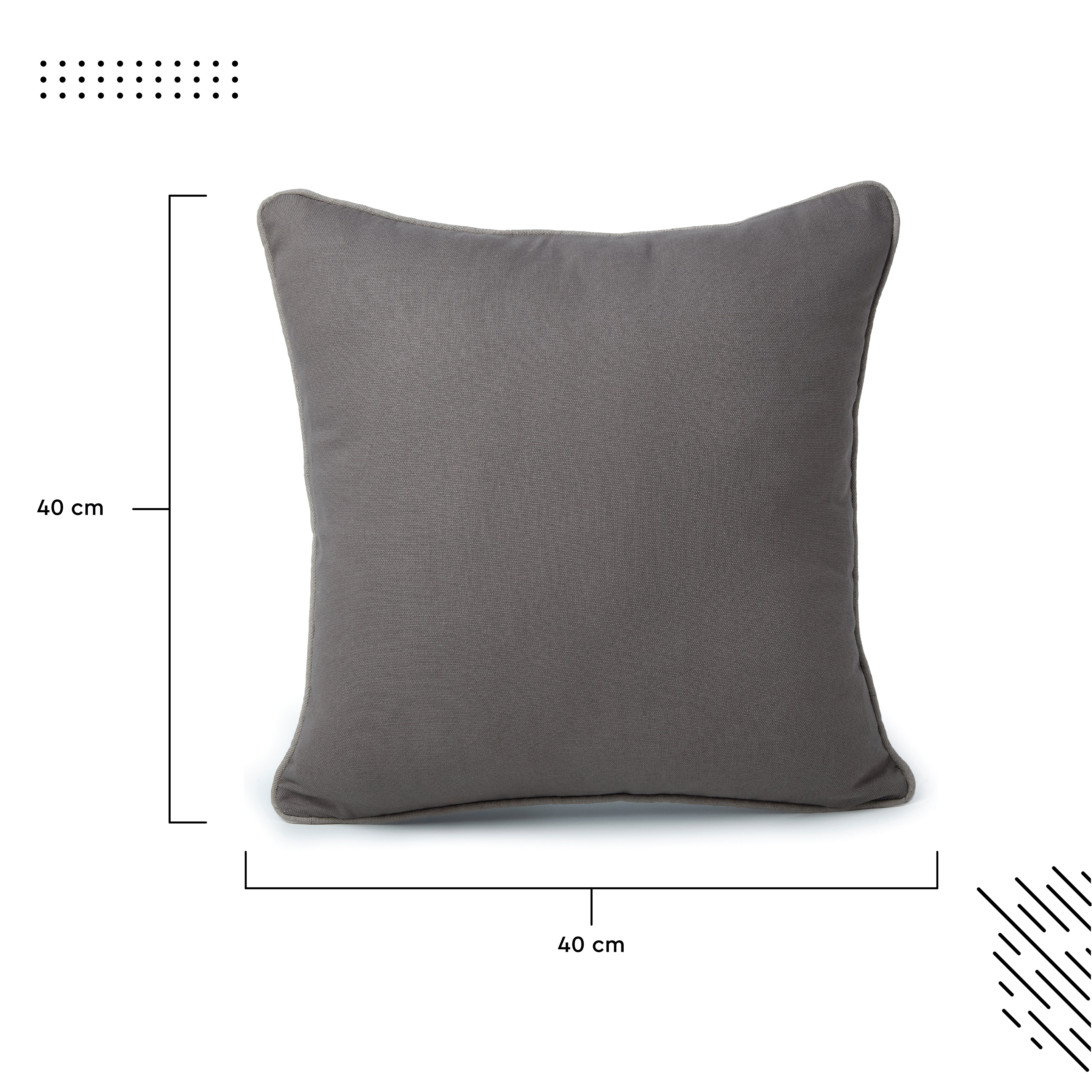 Cotton Light Grey with Grey Cushion Cover (Pack of 2)