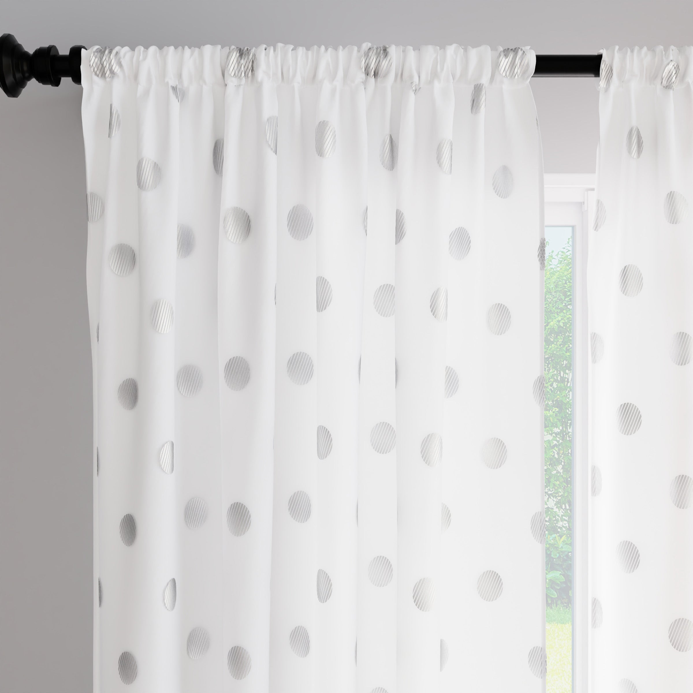 Polyester Dollar White Curtain (Pack of 2)