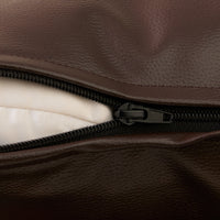 PVC Leather Dark Brown Stitch Cushion Cover (Pack of 2)