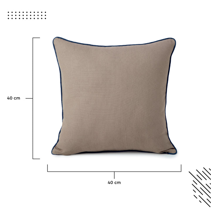 Cotton Navy+Beige Cushion Cover (Pack of 2)
