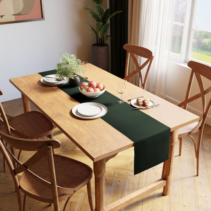 Cotton Dark Green Table Runner (Pack of 1)