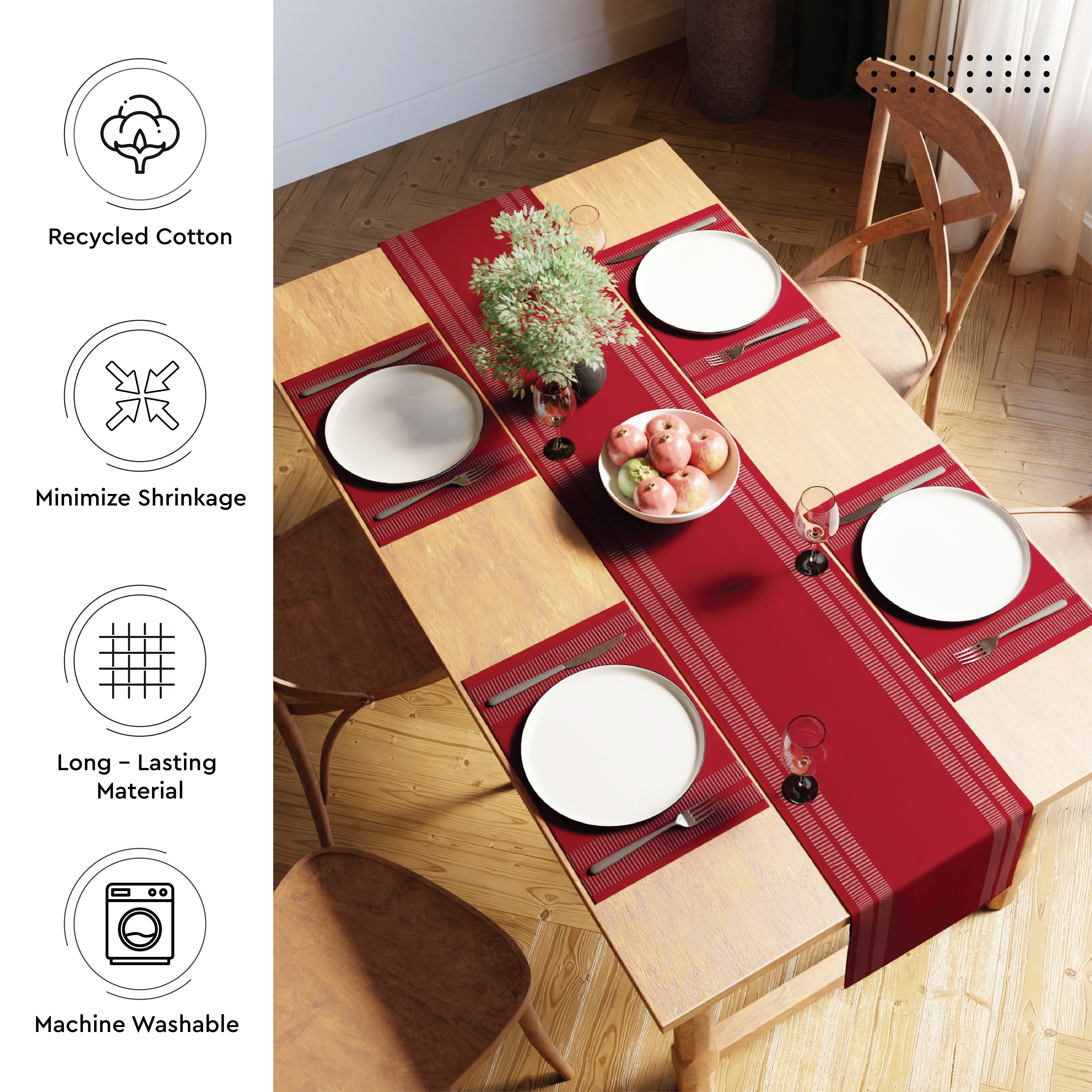 Cotton Ladder Red Table Runner (Pack of 1)