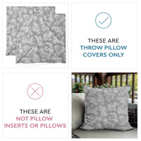 Chambray Cotton Floral Grey Cushion Cover (Pack of 2)