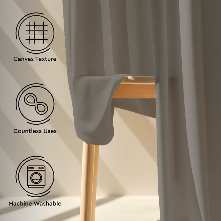 Canvas Grey Curtain (Pack of 1)