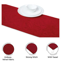 Embossed Velvet Red Table Runner