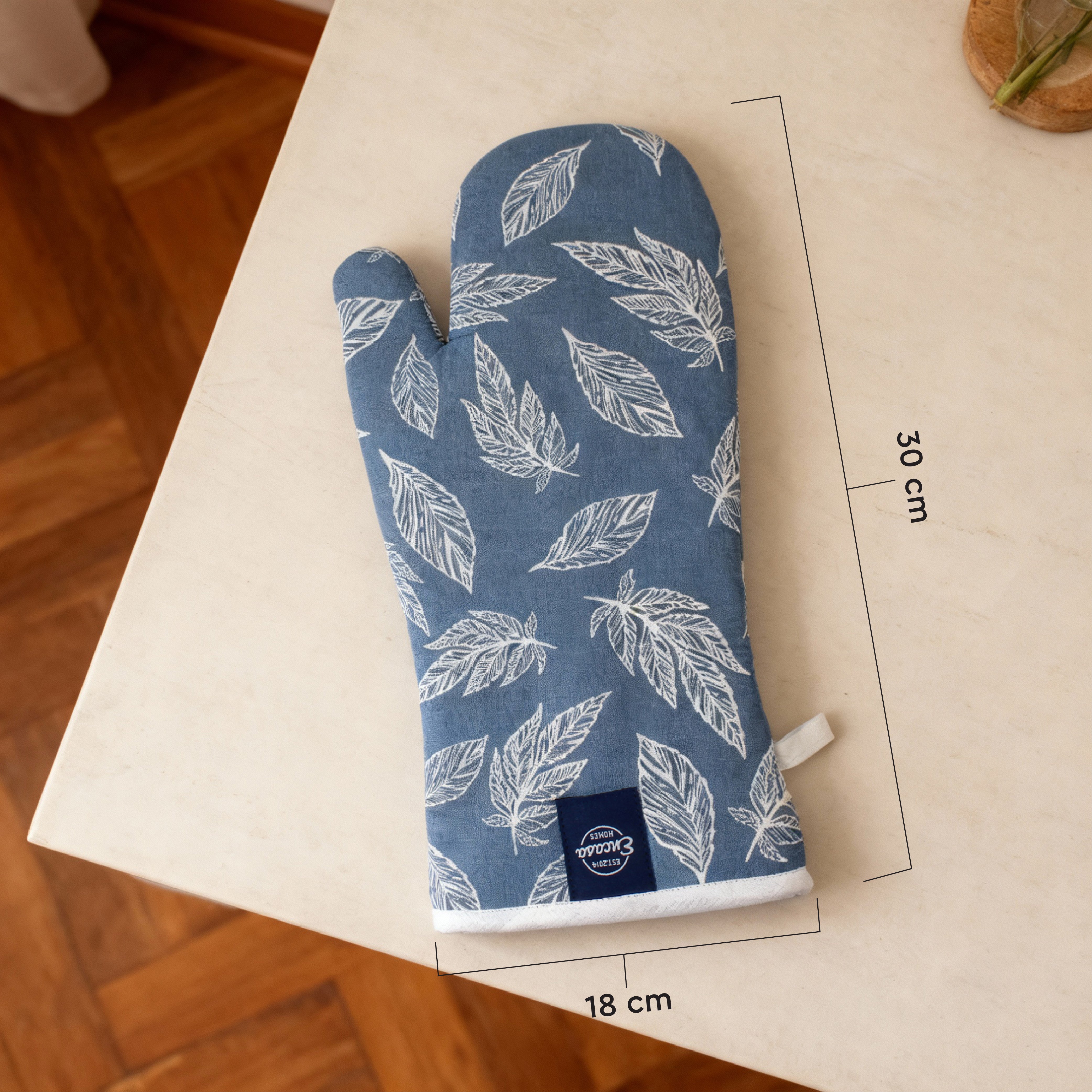 20s Sheeting Big Leaf Blue Oven Gloves (Pack of 2)