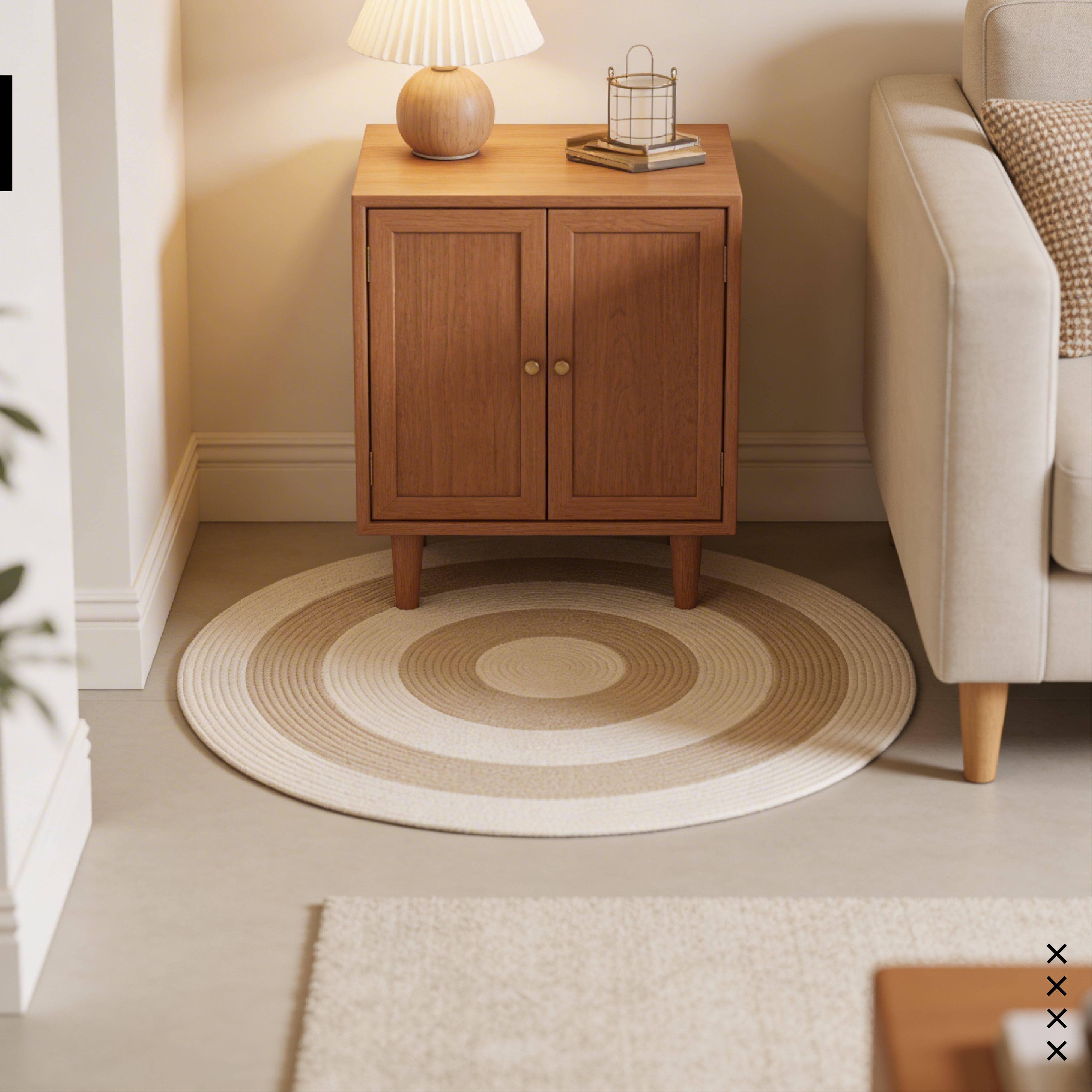 Reversible Round Rug Handwoven Natural Fiber Carpet Braided Area Rug | Neutral Boho Rug for Living Room, Bedroom, Nursery | Washable Area Rug Two Tone