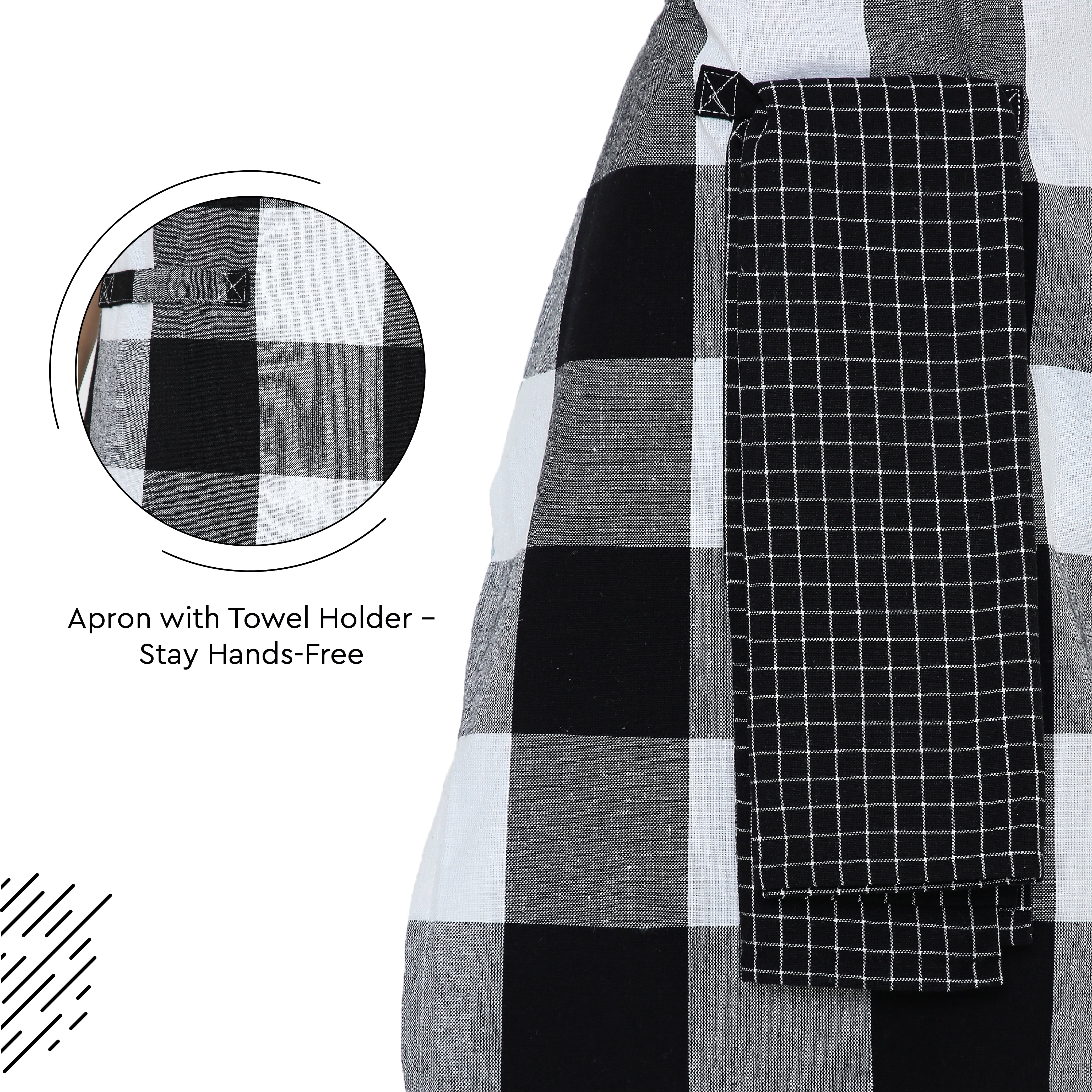 Cotton Buffalo Black Checks Apron (Pack of 1)