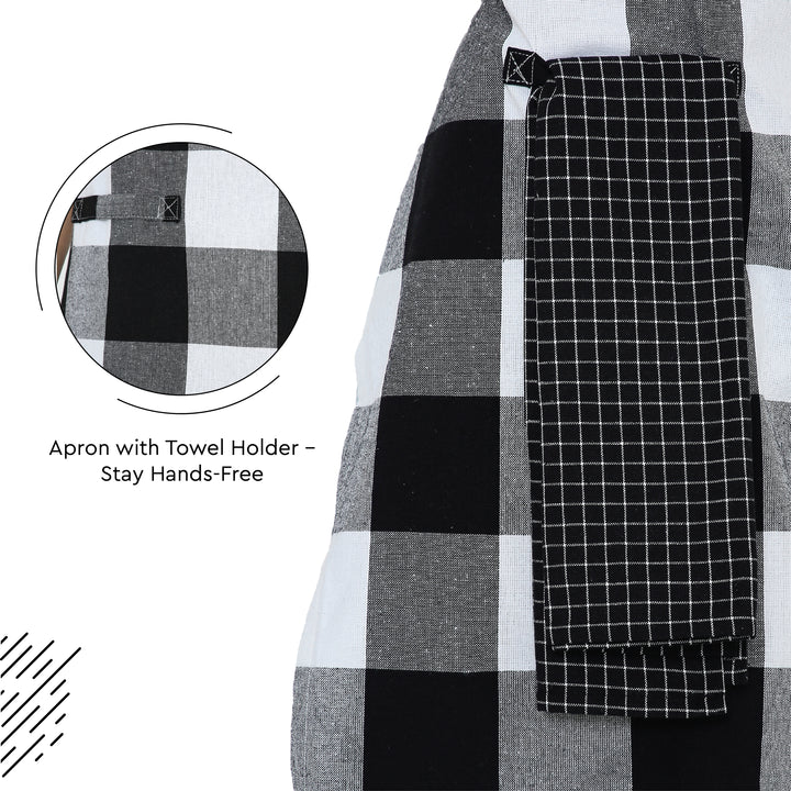 Cotton Buffalo Black Checks Apron (Pack of 1)