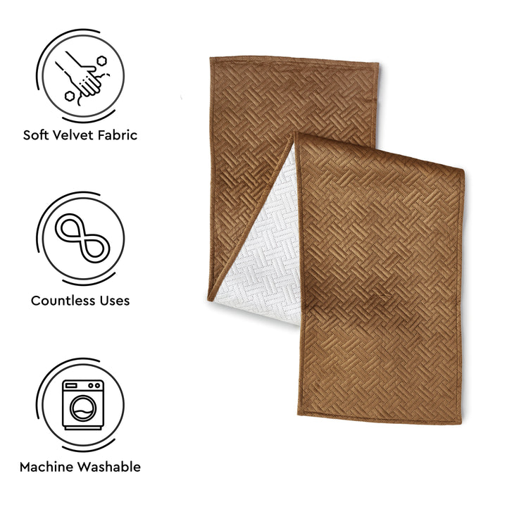 Quilted Velvet Brown Table Runner
