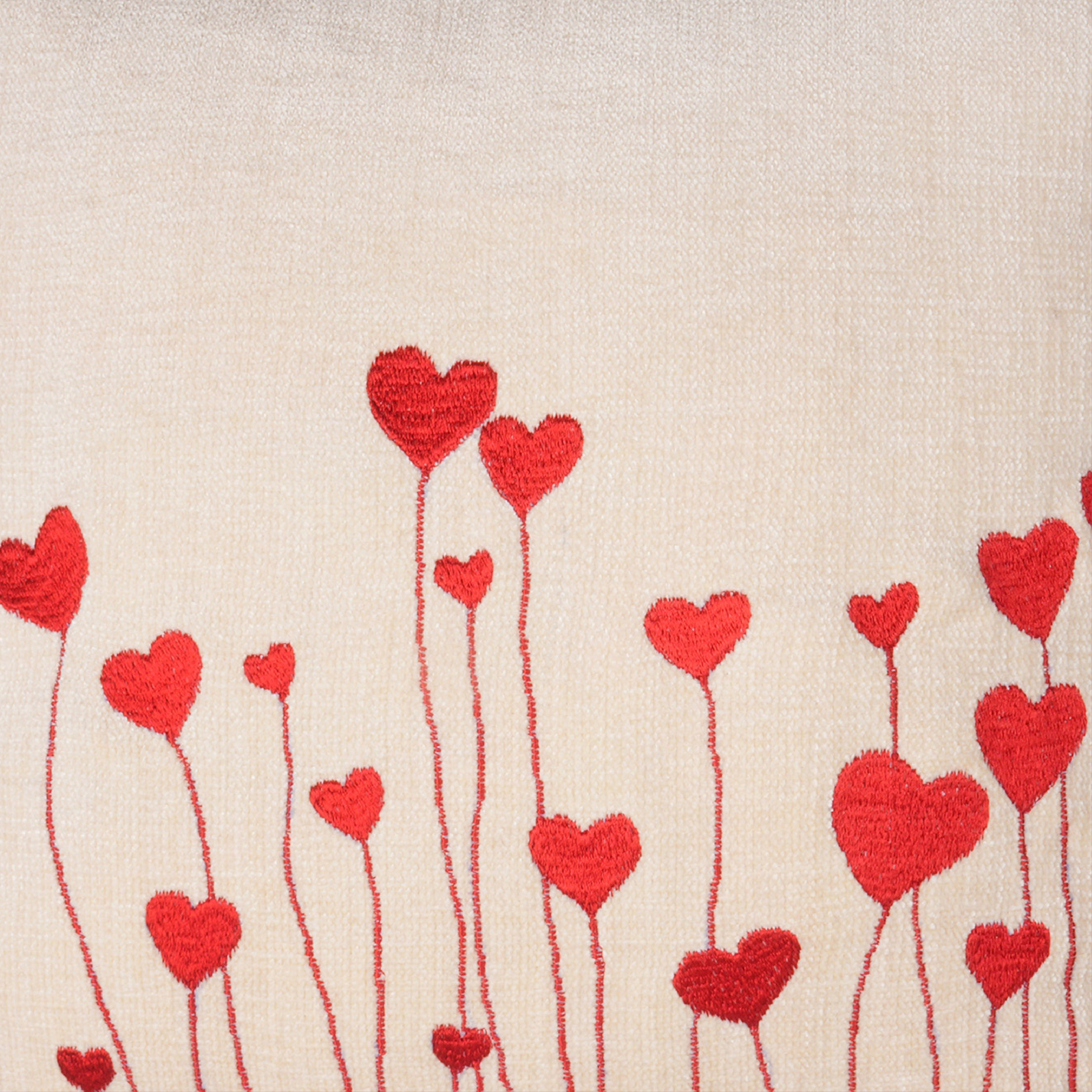White Heart- Red Cushion Cover