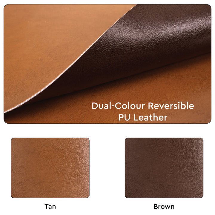 2 Sided Leather Brown & Tan Placemat + Coaster