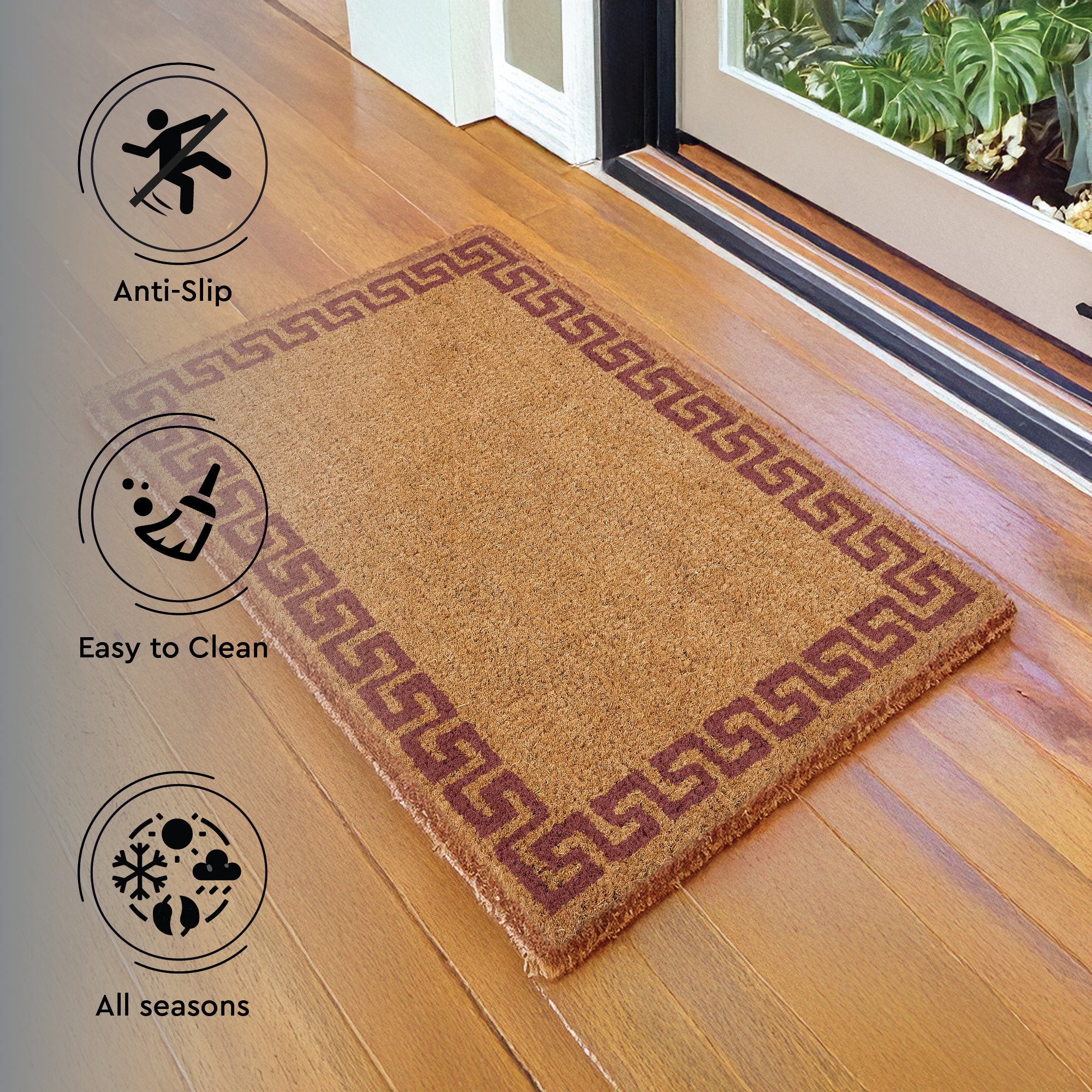 Coir Door Mats for Home Entrance Thick Anti-slip Welcome Doormat with PVC Back | Ideal for Indoor, Outdoor, Patio, Home and Office | Durable and Easy to Clean